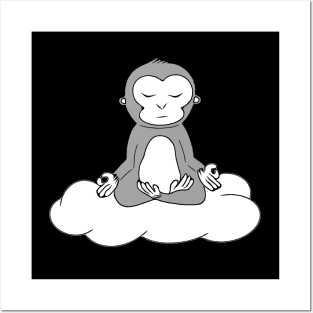 Meditating monkey Posters and Art